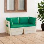 2-seater garden pallet sofa with fir wood cushions by vidaXL, Garden sets - Ref: Foro24-3063389, Price: 176,25 €, Discount: %