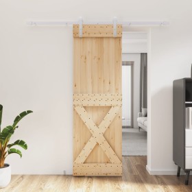 Puerta corredera con herrajes madera maciza de pino 70x210 cm de vidaXL, Puertas - Ref: Foro24-3203038, Precio: 165,15 €, Des...