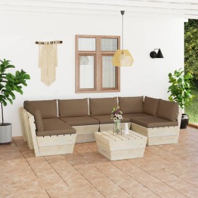 7-piece pallet garden furniture and fir wood cushions by vidaXL, Garden sets - Ref: Foro24-3063596, Price: 564,99 €, Discount: %