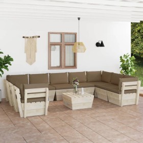 10-piece pallet garden furniture and fir wood cushions by vidaXL, Garden sets - Ref: Foro24-3063632, Price: 845,99 €, Discoun...