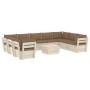 10-piece pallet garden furniture and fir wood cushions by vidaXL, Garden sets - Ref: Foro24-3063632, Price: 845,99 €, Discoun...