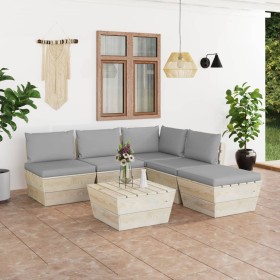 6-piece pallet garden furniture and fir wood cushions by vidaXL, Garden sets - Ref: Foro24-3063541, Price: 398,99 €, Discount: %