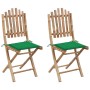 Folding garden chairs 2 units bamboo with cushions by vidaXL, Garden chairs - Ref: Foro24-3063992, Price: 105,20 €, Discount: %