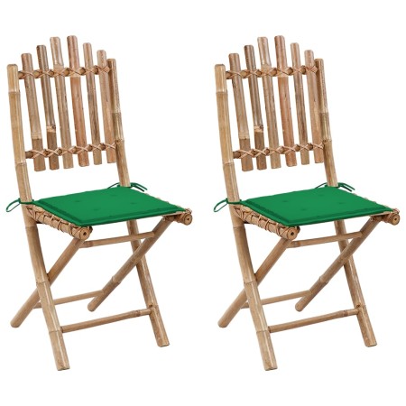 Folding garden chairs 2 units bamboo with cushions by vidaXL, Garden chairs - Ref: Foro24-3063992, Price: 105,20 €, Discount: %