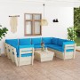 Garden furniture made of 9-piece pallets and fir wood cushions. by vidaXL, Garden sets - Ref: Foro24-3063604, Price: 738,16 €...