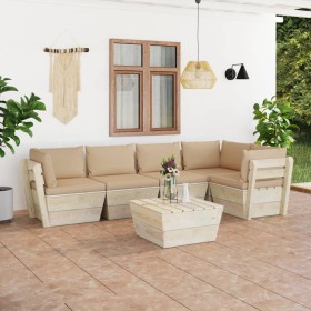 6-piece pallet garden furniture and fir wood cushions by vidaXL, Garden sets - Ref: Foro24-3063567, Price: 461,13 €, Discount: %