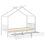 Estructura cama niños y cajones madera maciza blanca 90x200 cm de vidaXL, Cunas y camas para niños - Ref: Foro24-322150, Prec...