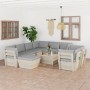 10-piece pallet garden furniture and fir wood cushions by vidaXL, Garden sets - Ref: Foro24-3063673, Price: 712,99 €, Discoun...