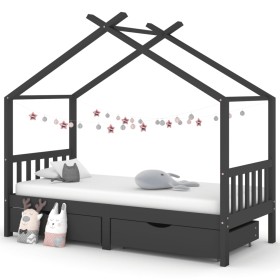 Estructura de cama infantil y cajones madera pino gris 90x200cm de vidaXL, Cunas y camas para niños - Ref: Foro24-322153, Pre...