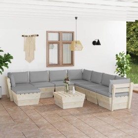 9-piece pallet garden furniture and fir wood cushions by vidaXL, Garden sets - Ref: Foro24-3063661, Price: 594,94 €, Discount: %