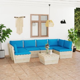 7-piece pallet garden furniture and fir wood cushions by vidaXL, Garden sets - Ref: Foro24-3063592, Price: 544,40 €, Discount: %