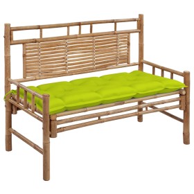 Banco de jardín con cojín bambú 120 cm de vidaXL, Bancos de jardín - Ref: Foro24-3063902, Precio: 119,99 €, Descuento: %