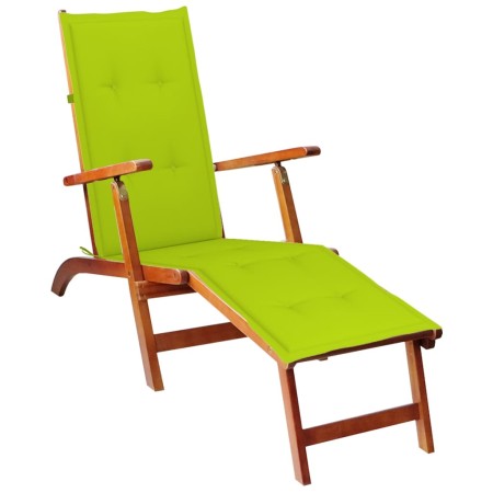 Garden lounger with footrest and cushion in solid acacia wood by vidaXL, Loungers - Ref: Foro24-3064025, Price: 143,22 €, Dis...