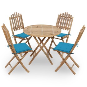 5-piece folding outdoor dining set with bamboo cushions by vidaXL, Garden sets - Ref: Foro24-3063964, Price: 254,39 €, Discou...