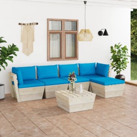 6-piece pallet garden furniture and fir wood cushions by vidaXL, Garden sets - Ref: Foro24-3063508, Price: 417,99 €, Discount: %