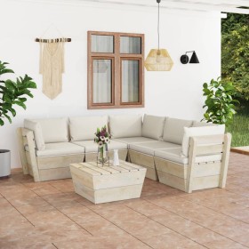 6-piece pallet garden furniture and fir wood cushions by vidaXL, Garden sets - Ref: Foro24-3063530, Price: 508,99 €, Discount: %