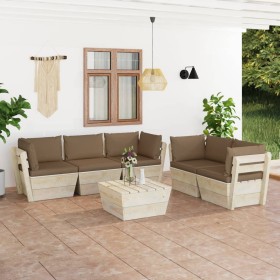 6-piece pallet garden furniture and fir wood cushions by vidaXL, Garden sets - Ref: Foro24-3063524, Price: 485,99 €, Discount: %