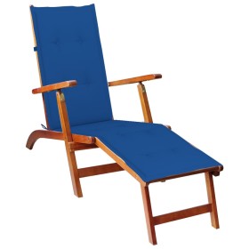 Garden lounger with footrest and cushion in solid acacia wood by vidaXL, Loungers - Ref: Foro24-3064024, Price: 137,58 €, Dis...