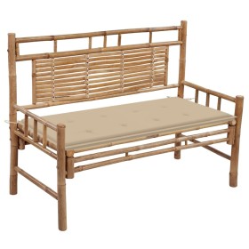 Bamboo bench with cushion 120 cm by vidaXL, garden benches - Ref: Foro24-3063879, Price: 122,99 €, Discount: %