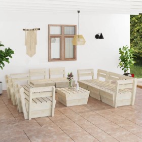 Pallet garden furniture 9 pieces impregnated fir wood by vidaXL, Garden sets - Ref: Foro24-3063730, Price: 480,87 €, Discount: %