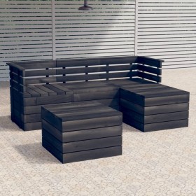 Gartenpalettenmöbel 5 Stk. massives Kiefernholz dunkelgrau von vidaXL, Gartensets - Ref: Foro24-3063741, Preis: 315,99 €, Rab...