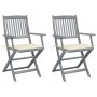 Folding garden chairs 2 pcs cushions solid acacia wood by vidaXL, Garden chairs - Ref: Foro24-3064484, Price: 119,99 €, Disco...