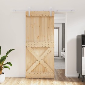 Schiebetür mit Beschlägen aus massivem Kiefernholz, 90 x 210 cm von vidaXL, Türen - Ref: Foro24-3203041, Preis: 171,52 €, Rab...