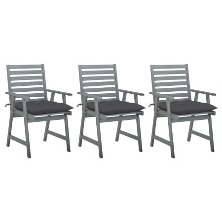 Garden dining chairs 3 pcs solid acacia wood and cushions by vidaXL, Garden chairs - Ref: Foro24-3064443, Price: 254,10 €, Di...