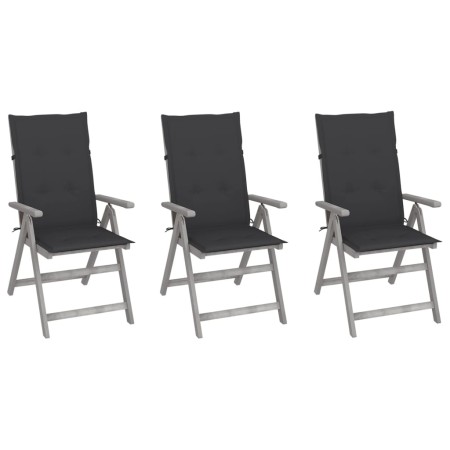 Reclining garden chairs 3 pcs solid acacia wood cushions by vidaXL, Garden chairs - Ref: Foro24-3064728, Price: 226,44 €, Dis...