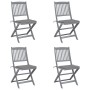 Folding garden chairs 4 pcs cushions solid acacia wood by vidaXL, Garden chairs - Ref: Foro24-3064564, Price: 202,43 €, Disco...