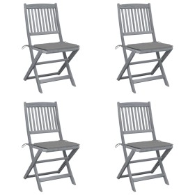 Folding garden chairs 4 pcs cushions solid acacia wood by vidaXL, Garden chairs - Ref: Foro24-3064564, Price: 201,99 €, Disco...