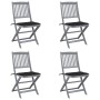 Folding garden chairs 4 pcs cushions solid acacia wood by vidaXL, Garden chairs - Ref: Foro24-3064570, Price: 206,15 €, Disco...