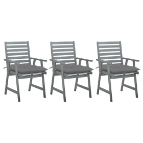 Garden dining chairs 3 units solid acacia wood and cushions by vidaXL, Garden chairs - Ref: Foro24-3064444, Price: 254,99 €, ...