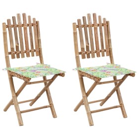 Folding garden chairs 2 units bamboo with cushions by vidaXL, Garden chairs - Ref: Foro24-3063999, Price: 107,99 €, Discount: %