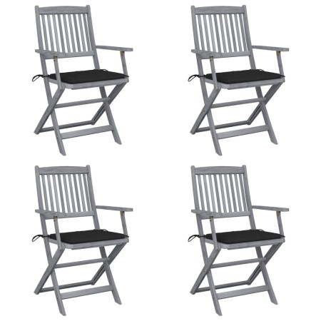 Folding garden chairs 4 pcs cushions solid acacia wood by vidaXL, Garden chairs - Ref: Foro24-3064516, Price: 195,75 €, Disco...