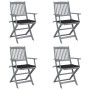 Folding garden chairs 4 pcs cushions solid acacia wood by vidaXL, Garden chairs - Ref: Foro24-3064516, Price: 195,75 €, Disco...