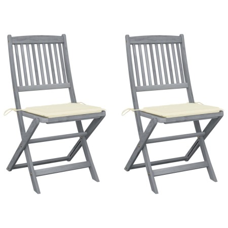 Folding garden chairs 2 units with solid acacia wood cushions by vidaXL, Garden chairs - Ref: Foro24-3064538, Price: 133,03 €...