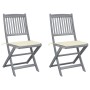 Folding garden chairs 2 units with solid acacia wood cushions by vidaXL, Garden chairs - Ref: Foro24-3064538, Price: 133,03 €...