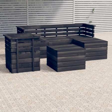 Garden pallet furniture 6 pieces solid dark gray pine wood by vidaXL, Garden sets - Ref: Foro24-3063745, Price: 347,46 €, Dis...