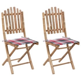 Folding garden chairs 2 units bamboo with cushions by vidaXL, Garden chairs - Ref: Foro24-3064000, Price: 107,99 €, Discount: %