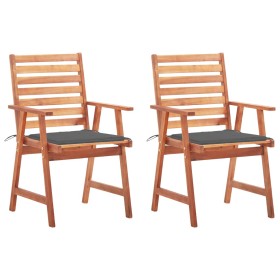 Garden dining chairs and cushions 2 pcs solid acacia wood by vidaXL, Garden chairs - Ref: Foro24-3064320, Price: 132,99 €, Di...