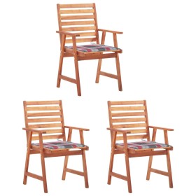 Garden dining chairs 3 units solid acacia wood and cushions by vidaXL, Garden chairs - Ref: Foro24-3064360, Price: 196,99 €, ...