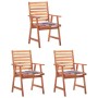 Garden dining chairs 3 units solid acacia wood and cushions by vidaXL, Garden chairs - Ref: Foro24-3064360, Price: 217,47 €, ...