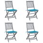 Folding garden chairs 4 pcs cushions solid acacia wood by vidaXL, Garden chairs - Ref: Foro24-3064567, Price: 199,27 €, Disco...