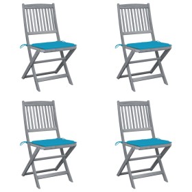 Folding garden chairs 4 pcs cushions solid acacia wood by vidaXL, Garden chairs - Ref: Foro24-3064567, Price: 199,99 €, Disco...