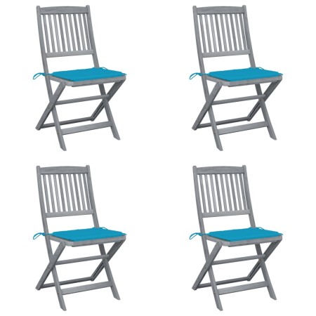 Folding garden chairs 4 pcs cushions solid acacia wood by vidaXL, Garden chairs - Ref: Foro24-3064567, Price: 199,27 €, Disco...