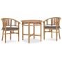 Set de comedor de jardín 3 pzas y cojines madera maciza de teca de vidaXL, Conjuntos de jardín - Ref: Foro24-3053649, Precio:...