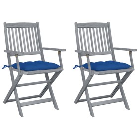 Folding garden chairs 2 pcs cushions solid acacia wood by vidaXL, Garden chairs - Ref: Foro24-3064507, Price: 118,29 €, Disco...