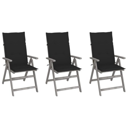 Reclining garden chairs 3 pcs solid acacia wood cushions by vidaXL, Garden chairs - Ref: Foro24-3064735, Price: 225,46 €, Dis...