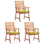 Garden dining chairs 3 pcs solid acacia wood and cushions by vidaXL, Garden chairs - Ref: Foro24-3064358, Price: 208,87 €, Di...